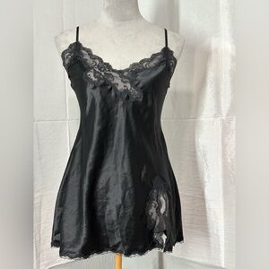 Victoria Secret Black Lace Slip Dress Size M